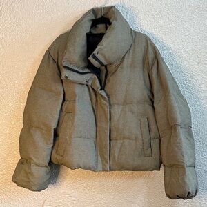 SHEIN Khaki Cropped Puffer Jacket